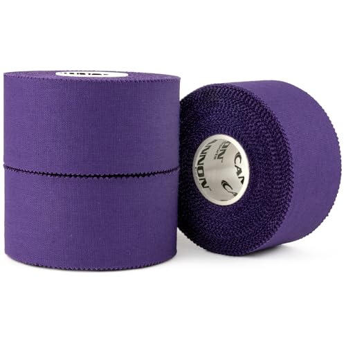 Cannon Sports Premium Athletic Tape - 1.5” x 45 Feet Per Roll - Easy Tear, No Sticky Residue, Very Strong, Hypoallergenic and Latex Free - Ideal for Sprains, Strains, First Aid - Pack of 3 (Purple) - color: Purple
