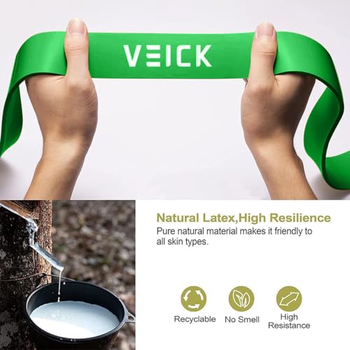 VEICK Pull Up Assist Resistance Bands for Home Gym | 100% Natural Latex, Non Slip Leather Texture, Space Saving, Versatile for Full Body Training, Home Gym - color: Colorful Set of 5 + Hand Grip Pads