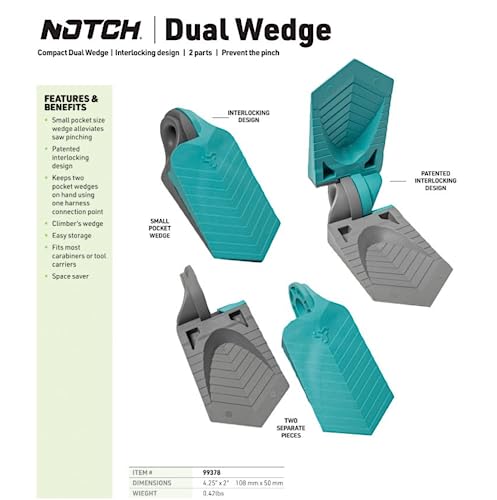 Notch Compact Dual Wedge Interlocking Ergonomic Design for Climbing Arborists, fits Most Tool Carriers and Carabiners, Solid Plastic Construction (99378)