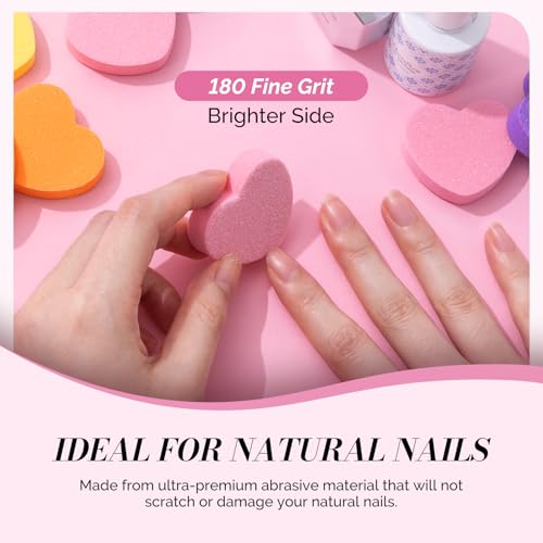 MelodySusie Heart Shape Mini Nail Buffer Block,100/180 Grit Double-Sided Sponge Nail File,Professional Nail Polishing Tools for Shaping and Smoothing,Suitable for Manicures and Pedicures,50 Pcs - size: Heart Shape 50Pcs