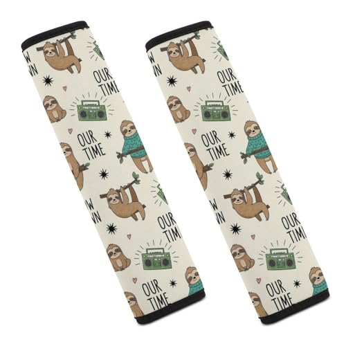 2 Pack Universal Soft and Comfortable Seat Belt Cover for Kids, Car Seats Pushchair Strollers High Chair Pushchair, Cute Sloth Seat Belt Cushion - color: Pattern 385
