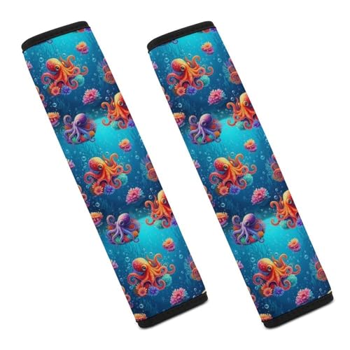 2PCS Ocean Animal Print Octopus Car Seat Straps Shoulder Pads Soft Padded Seat Belt Cushion for Adult Use, Car Seats Pushchair Strollers High Chair Pushchair, Anti-Slip Pad - color: Pattern 89