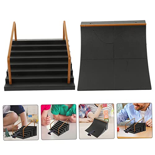 Abaodam Fingerboard Ramp 2 Pcs Finger Skate Park Kit with Fingerboard Obstacles Skateboard Park Part for Kids Training Finger Coordination Desk .51 X 5.11 X 4.52 in
