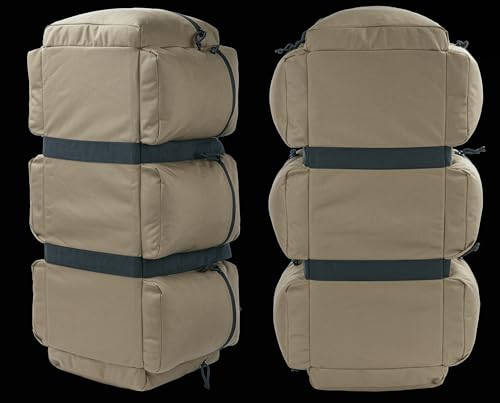 100L Large Military Duffle Bag Deployment Duffel Bag Sports Equipment Travel Luggage Bag with Detachable Backpack Straps… - color: Tan+Black