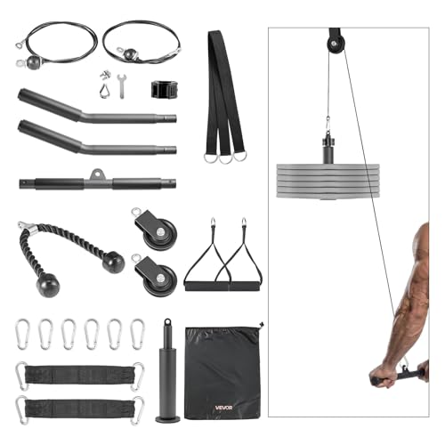VEVOR LAT Pulldown Attachments, Cable Machine Rowing T-bar V-bar Tricep Pull Down Bar, Back Strength Training Rubber Coated Handle Grip, Bicep Curl Tricep LAT Pulldown Bar for Home Gym Fitness - size: Set with 2 Bars