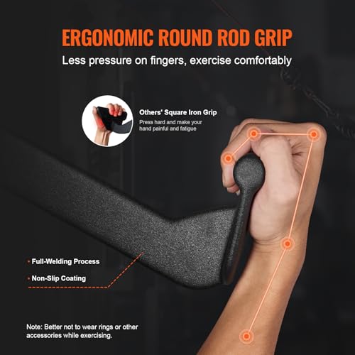 VEVOR LAT Pulldown Attachments, Cable Machine Rowing T-bar V-bar Tricep Pull Down Bar, Back Strength Training Rubber Coated Handle Grip, Bicep Curl Tricep LAT Pulldown Bar for Home Gym Fitness - size: 23x4.5x6.7"