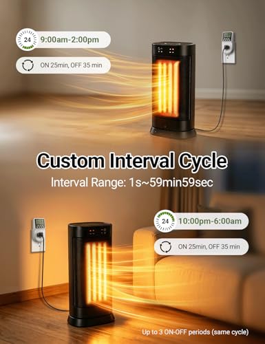 Techbee Indoor Digital Infinite Repeat Cycle Intermittent Outlet Timer Plug 24 Hour Programmable Timed Electrical Power Switch with Countdown Delay on Off Function for Lights and Appliances (2 Pack) - style: 2 Pack