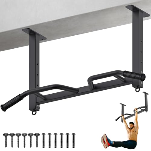 Kipika 32" Ceiling Mounted Pull Up Bar - Heavy Duty, Highly Adjustable, Multifunctional Chin Up Bar - Home Gym System with Punching Bag Hanger and Resistance Bands Training - color: Ceiling Mounted Pull Up Bar