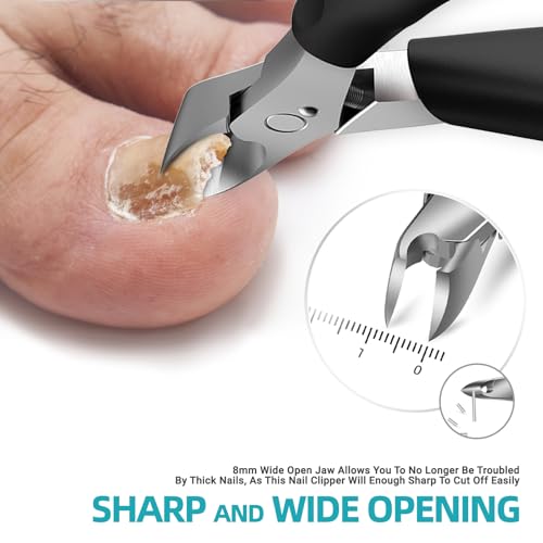 Toenail Clippers for Thick Nails for Seniors - Heavy Duty Toe Nail Clippers Kit with Long Handle for Men & Elderly with Inflexible Joints, Professional Nail Clippers Kit for Thickened Toenails (Black) - style: Creating Exquisite Nails - Black