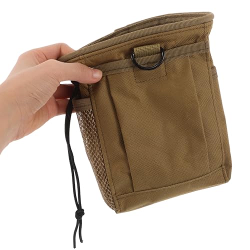 HEMOTON Lightweight Climbing Chalk Bag Drawstring Utility Fanny Pack Waist Pouch Outdoor Storage Solution in Khaki Oxford Cloth for Hiking