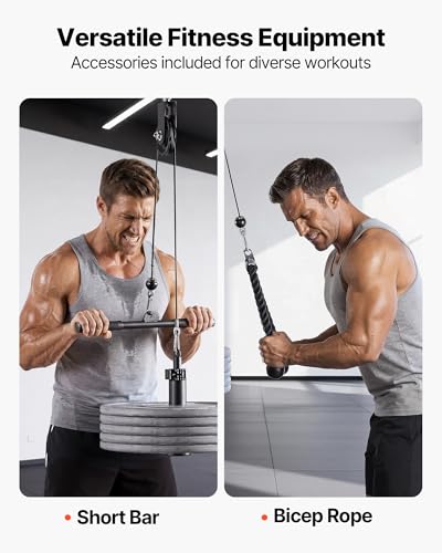 VEVOR LAT Pulldown Attachments, Cable Machine Rowing T-bar V-bar Tricep Pull Down Bar, Back Strength Training Rubber Coated Handle Grip, Bicep Curl Tricep LAT Pulldown Bar for Home Gym Fitness - size: Set with 1 Bar