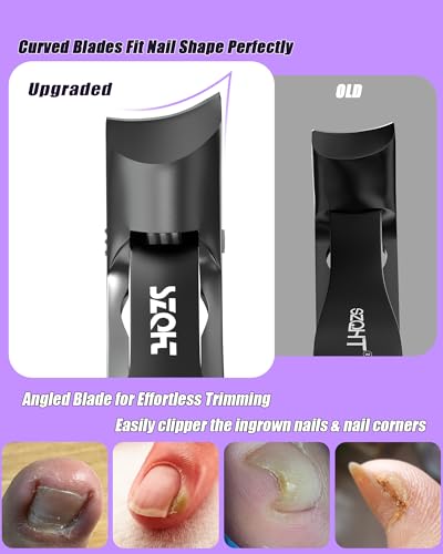 2025 Upgrade Angled Head Nail Clippers for Men, SZQHT Toenail Clippers for Seniors Thick Toenails, Large Toe nail Clippers with Catcher, Extra Wide Handle, Sharp Heavy Duty Stainless Steel Nail Cutter - style: Black