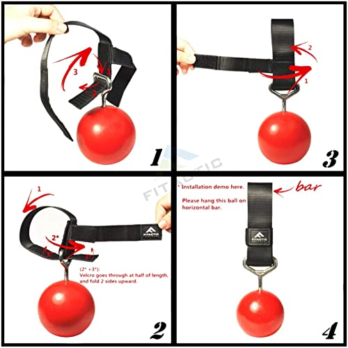 Rock Climbing Solid Training Cannonball Bomb Power Pull Up Ball Hold Grips for Straps for Finger, Forearm, Biceps, Back Muscles - color: Red (Groove 3")