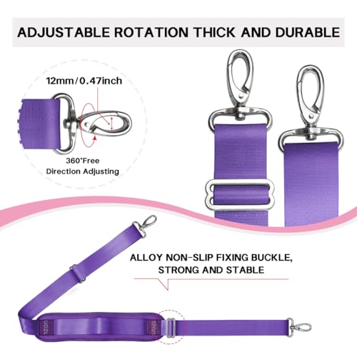 59 Inch Shoulder Straps, Soft with Ultra-Thick Fixed Shoulder Pad, Two Way Independently Adjustable Buckle Replacement Straps for Laptop Bag Messenger Bag Tool Bag Luggage,Purple - color: Purple, size: 59 inch
