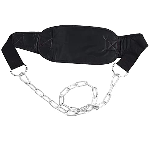 Fitness Drop Weight Dip Belt with 2 Chains Adjustable Nylon Weightlifting Belt for Pull Ups Strength Training