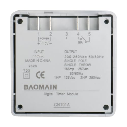 Baomain Time Switch Relay with Waterproof Cover,Digital LCD Programmable Timer,110V AC Input,200-250V 16A Output,28 Programs Daily/Weekly Schedule,CN101A for Lighting and Equipment Control - size: Timer with Cover