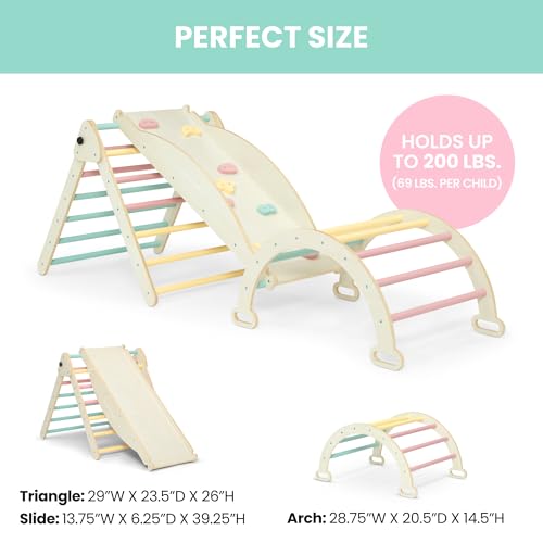 Delta Children Lil’ Climber Gym - Indoor Climbing Gym/Jungle Gym for Kids - Montessori Toy with Reversible Arch/Rocking Chair, Reversible Rock Wall/Slide Ramp and Pikler Triangle - for Toddlers 3+
