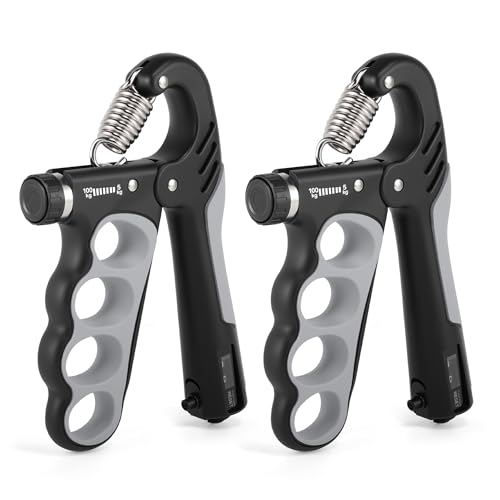Grip Strength Trainer, Adjustable Resistance Hand Exerciser 11-220Lbs(5-100Kg), Hand Gripper Strengthener for Forearm Workout, 2 Pcs - color: Gray