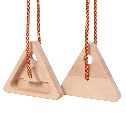 2 PCS Hangboard Rock Climbing, Wooden Climbing Hangboard with Rope, Training Finger Grip for Indoor Outdoor Home - style: Triangle