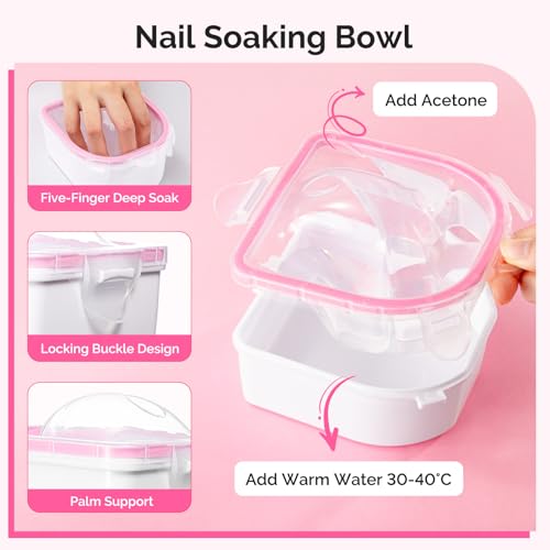MelodySusie Nail Soaking Bowl,Soak Off Gel Polish Remover | Manicure Bowl for Hand,Cuticle Remover Tools,Cuticle Peeler Scraper,Nail File & Buffer,Nail Brush,Mini Cuticle Oil 100Pcs - size: 10Pcs Milk & Honey