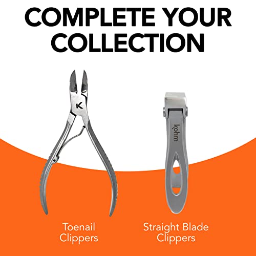 KOHM Nail Clippers for Thick Nails - Heavy Duty, Wide Mouth Professional Fingernail and Toenail Clippers for Men, Women & Seniors, Silver - color: Curved-silver