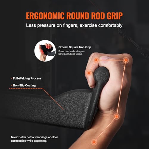 VEVOR LAT Pulldown Attachments, Cable Machine Rowing T-bar V-bar Tricep Pull Down Bar, Back Strength Training Rubber Coated Handle Grip, Bicep Curl Tricep LAT Pulldown Bar for Home Gym Fitness - size: 33x4.5x6.7"