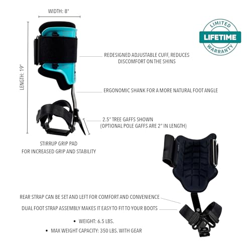 Notch Steel Climbers Ergonomic Gaffs 20+ Cuff Adjustment Points - size: Long (Tree Gaffs)