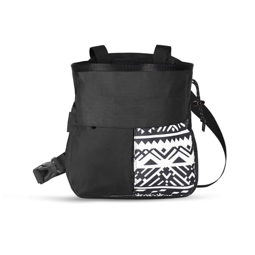 RiToEasysports Chalk Bag, Large Capacity Mountaineering with Trapezoidal Bottom Holds with Dual Hanging Points for Outdoor Sports - size: Small Black