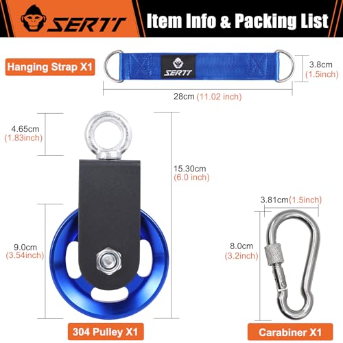SERTT Cable Pulley Wheel for Home Gym Pulley System, Upgraded 90mm Aluminium Alloy Gym Pulley for Maximum 660LBS Load - color: Blue, style: [1 Pack]