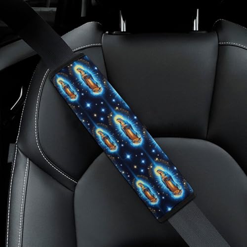 2 Pack Virgin Mary Mother Mary Space Seat Belt Cover Universal Fit Shoulder Protector for Adults and Children, Most Cars, Comfortable Driving - color: Pattern 96