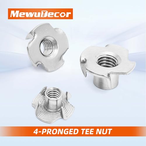 M6 T-Nut, Barrel Length 8mm, 304 Stainless Steel Threaded Insert, 4-Pronged Tee Nut for Wood, Rock Climbing Holds, Cabinetry, Furniture, 25 PCS - size: M6