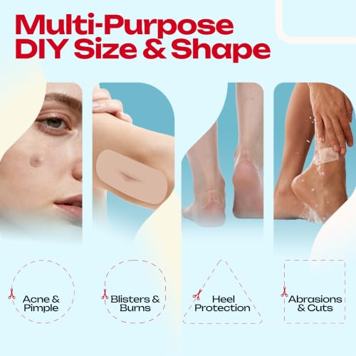 LIFARA Hydrocolloid Roll for Wound Care - Cut-to-Size, Extra Large Hydrocolloid Patch Bandages with Self-Adhesive, Waterproof, First Aid Kit Essential (4in*16ft, 19.7mils/ 0.5mm Thickness) - size: 4in*16ft, 19.7mil/ 0.5mm Thickness