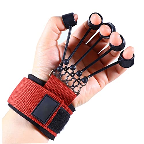 Finger Strengthener Grip Strength Trainer Finger Exerciser 60LB Finger Extensor Trainer Finger Resistance Band Finger Strengthener for Hand Red 18x5 cm