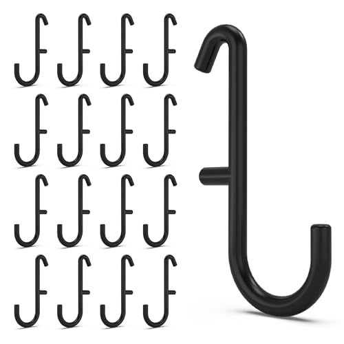Black Pegboard S Hooks for IKEA SKADIS, 16 Pack | Compatible with IKEA SKADIS Pegboard, Rust Resistant Steel Hooks, 18 lb Load Capacity for Kitchen, Office, Craft - style: Black S Hook