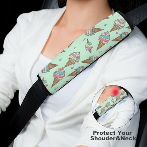 1 Pair Ice Cream Cones Colorful Seat Belt Shoulder Pad Soft Padded Seat Belt Cushion for Adult Use, Stroller Pushchair High Chair, Pressure Relief - color: Pattern 909