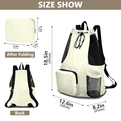 Light Yellow Mens Drawstring Bags Climbing Gym Bag with Water Bottle Pocket Cinch Bags Wet and Dry Separation