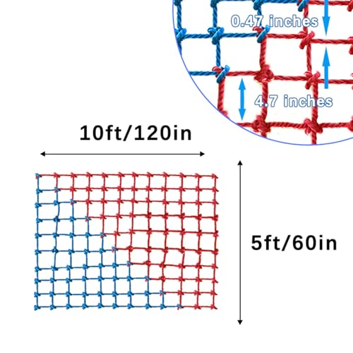 Climbing Cargo Net, Polyester Playground Climbing Net, Heavy Duty Large Military Climbing Net for Kids Outdoor, Kids Safety Protection Net, Rope Ladder, Jungle Gyms, Swingset, Treehouse - size: 5ft x 10ft