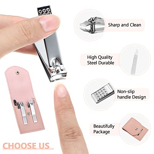 Lasnten 24 Set Valentine Manicure Set Bulk Nail Clippers Grooming Nail Kit Stainless Steel Professional Pedicure Tools Kit with Travel Case for Men Women Valentine's Day Gift(4 in 1,Pink) - color: Pink, size: 4 in 1