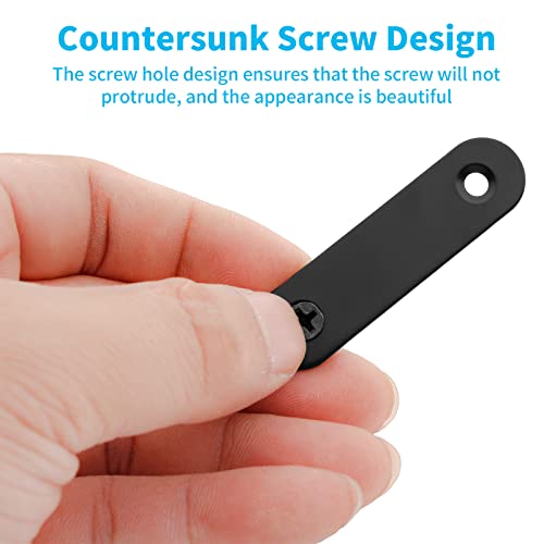 Biaungdo 2.36" Stainless Steel Flat Plate Straight Bracket, Black,20 Sets | Metal Corner Brace Brackets, Mending Repair Plate Brace, With Screws & Screwdriver, For Wood (60mm x 16mm x 2mm) - size: 60x16x2.0mm