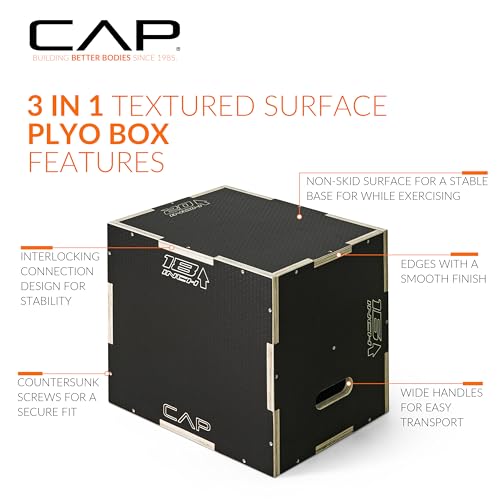 CAP Barbell 3-in-1 Plyometric Box | Multiple Styles and Sizes - size: 20in x 18in x 16in, style: NON-SLIP