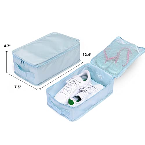 Travel Shoe Bags, Foldable Waterproof Shoe Pouches Organizer-Double Layer (4 Blue Shoe Bag) - color: Blue, size: 4 Packs