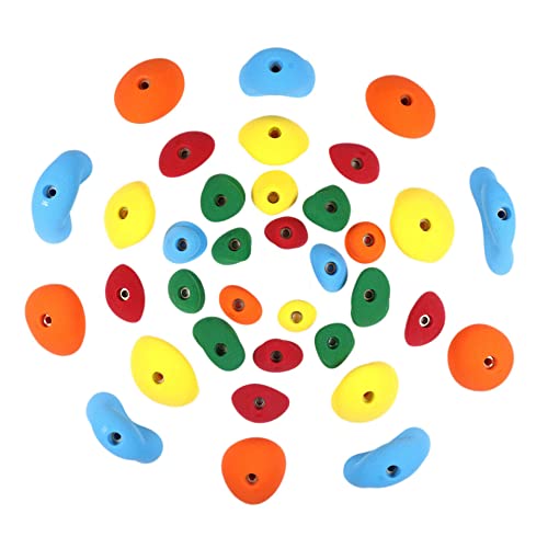 Atomik Rock Climbing Holds Set of 35 Steep Wall Holds in Assorted Bright Tones