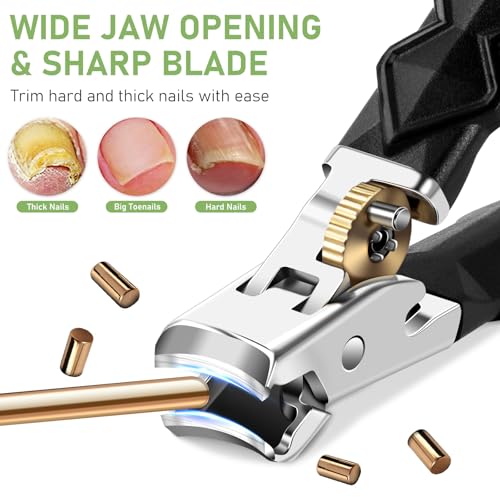 Toenail Clippers for Thick Toenails, Slanted Nail Clippers for Men, Heavy Duty Ingrown Toenail Clippers Nail Cutters, Ultra Sharp Wide Jaw Opening Nail Clippers with Long Handle - style: Large Opening Nail Clipper Set