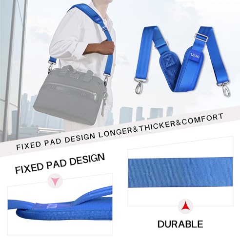 59 Inch Shoulder Straps, Soft with Ultra-Thick Fixed Shoulder Pad, Two Way Independently Adjustable Buckle Replacement Straps for Laptop Bag Messenger Bag Tool Bag Luggage,Blue - color: Blue, size: 59 inch