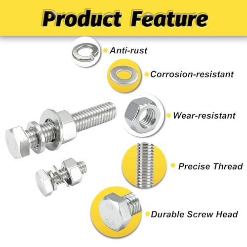 23 Sets 1/4-20x1-3/4 Bolt and Nut Set, Flat & Lock Washers Included,92PCS | 304 Stainless Steel 1/4-20 Bolt, Precision Fasteners Mechanical Assembly Equipment Repair & DIY - size: 1/4-20x1-3/4" 23sets
