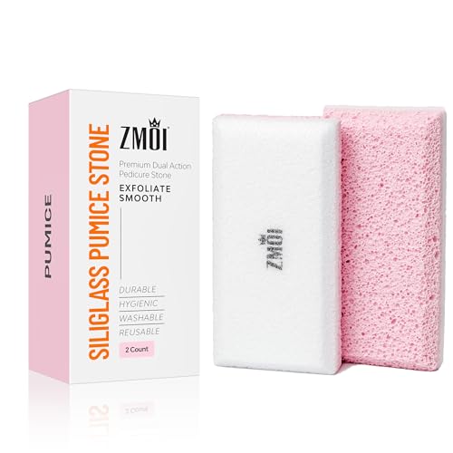 Glass Pumice Stone Callus Remover for Feet, Elbows, Hands, and Knees, Spain Made - 2 in 1 Pedicure Exfoliator and Scrubber for Rough, Hard Skin (Pink Color) - style: Pink - 2 Count ( Pack of 1)