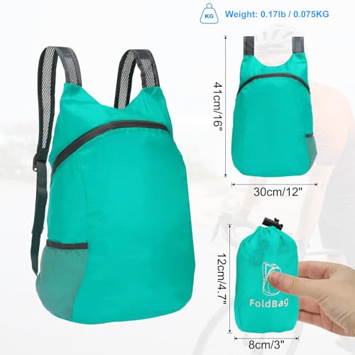 Hiking Backpack, 15L-20L Packable Lightweight Backpack Daypack Small Foldable Outdoor Camping Cycling Backpacking Shoulder Bag, Lake Blue