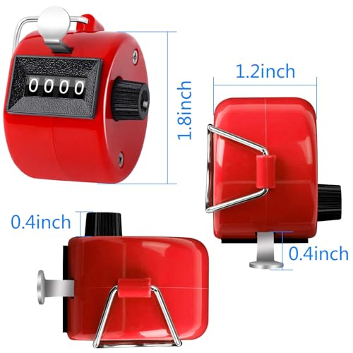FEBSNOW 2 Pack Tally Counter Clicker 4 Digit Number for School Event | For Row Sport School Event Coaches, Mechanical 4 Digit Counting, Handheld People Clicker Counter - color: Red Blue