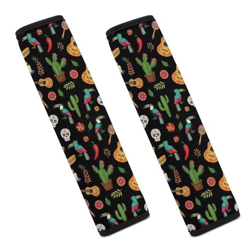 2PCS Tie Dye Neon Sugar Skull Car Seat Belt Pad Universal Soft and Comfortable Harness Pads Strap for Kids, Car Seats Pushchair Strollers High Chair Pushchair - color: Pattern 916