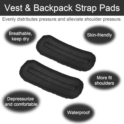 2pcs Shoulder Strap Pads, Soft Comfortable Strap Pads for Vest Plate Carriers Backpacks Nylon Breathable Replacement Cushion Padding Fit 2 to 3'' Sling Bag Crossbody Shoulder Straps (Black)